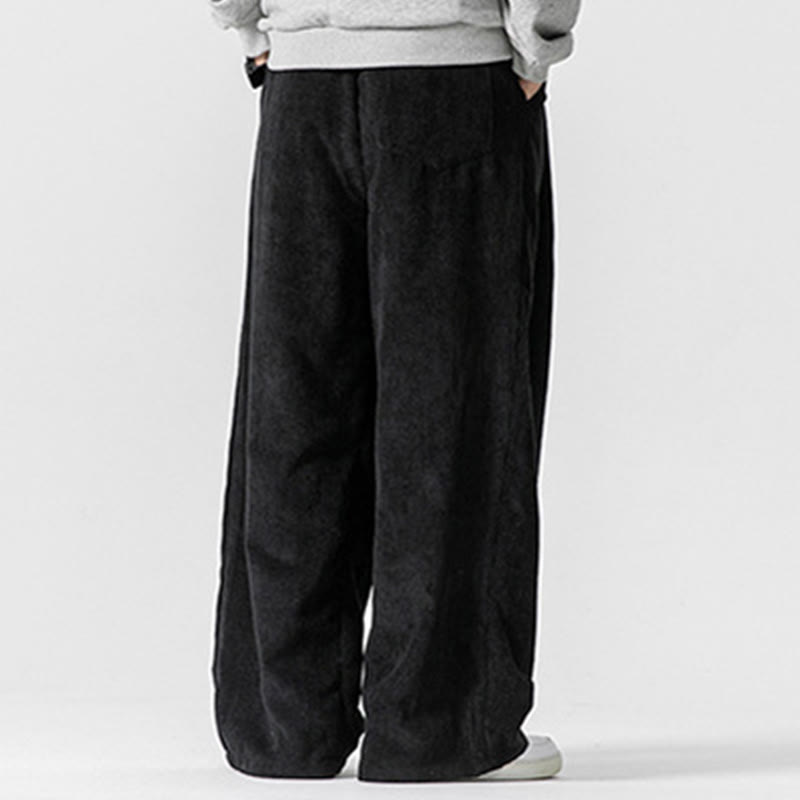 Buddha Stones - Einfarbige Herrenhose aus Baumwollcord mit weitem Bein und Taschen - image 25