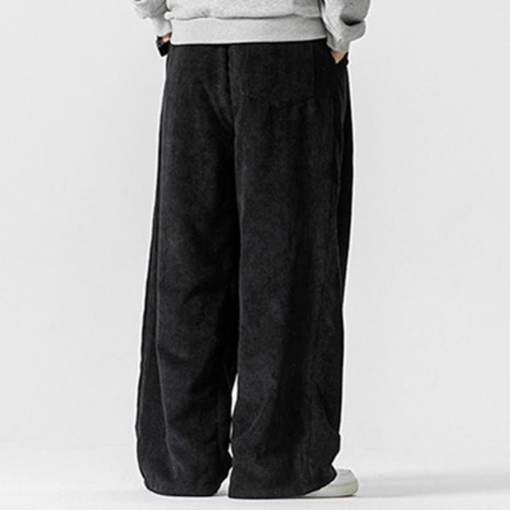 Buddha Stones - Einfarbige Herrenhose aus Baumwollcord mit weitem Bein und Taschen - image 25