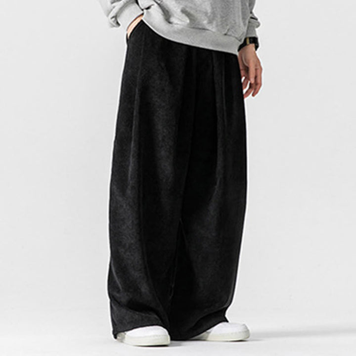 Buddha Stones - Einfarbige Herrenhose aus Baumwollcord mit weitem Bein und Taschen - image 28