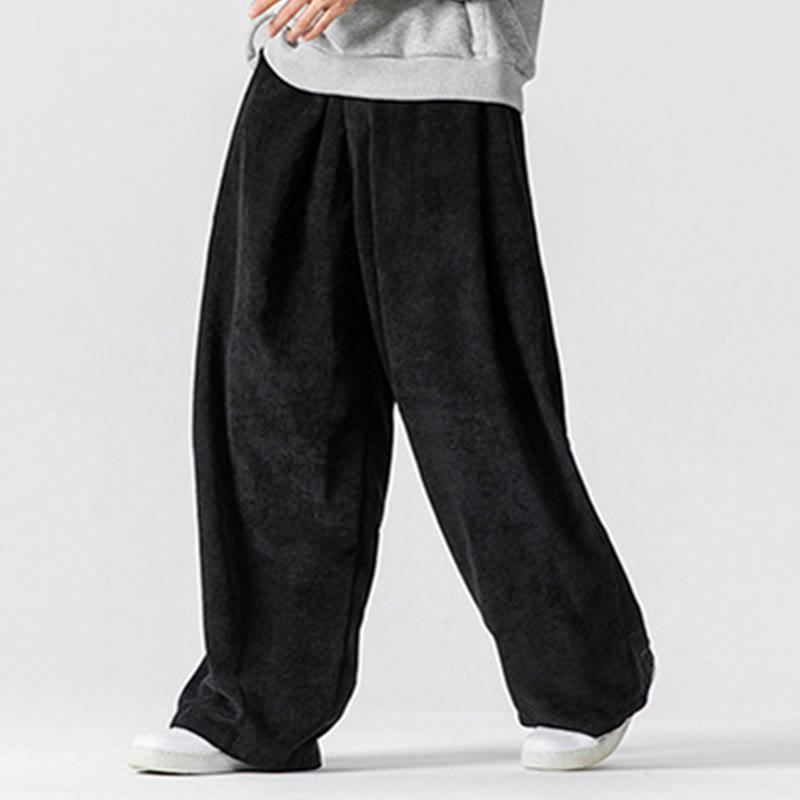 Buddha Stones - Einfarbige Herrenhose aus Baumwollcord mit weitem Bein und Taschen - image 29