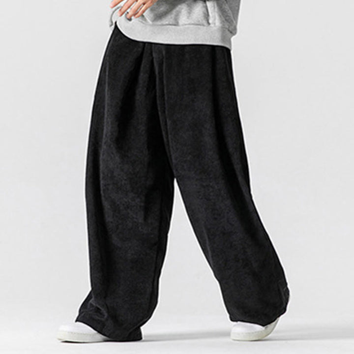 Buddha Stones - Einfarbige Herrenhose aus Baumwollcord mit weitem Bein und Taschen - image 29