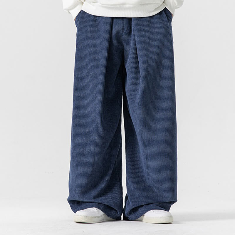 Buddha Stones - Einfarbige Herrenhose aus Baumwollcord mit weitem Bein und Taschen - SteelBlue - US/ UK/AU46, EU56 (5XL) - image 30