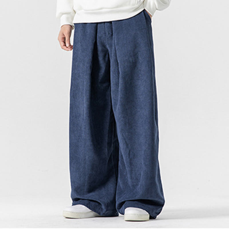 Buddha Stones - Einfarbige Herrenhose aus Baumwollcord mit weitem Bein und Taschen - image 32