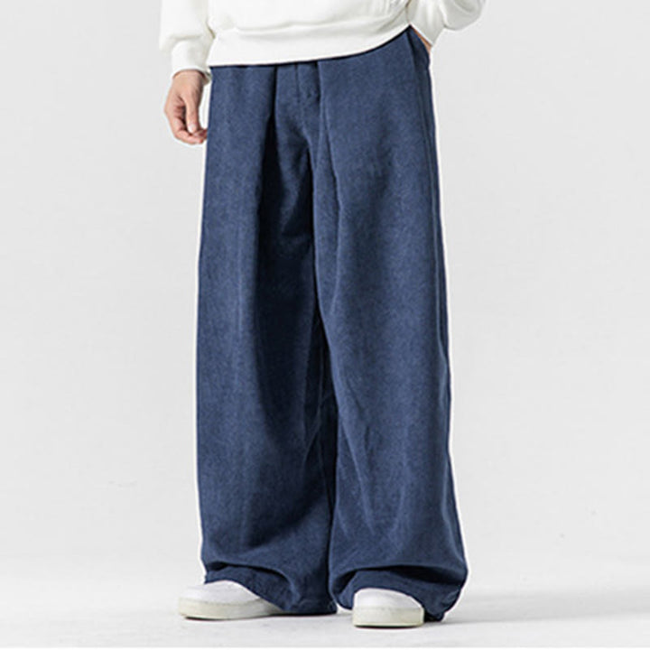 Buddha Stones - Einfarbige Herrenhose aus Baumwollcord mit weitem Bein und Taschen - image 32