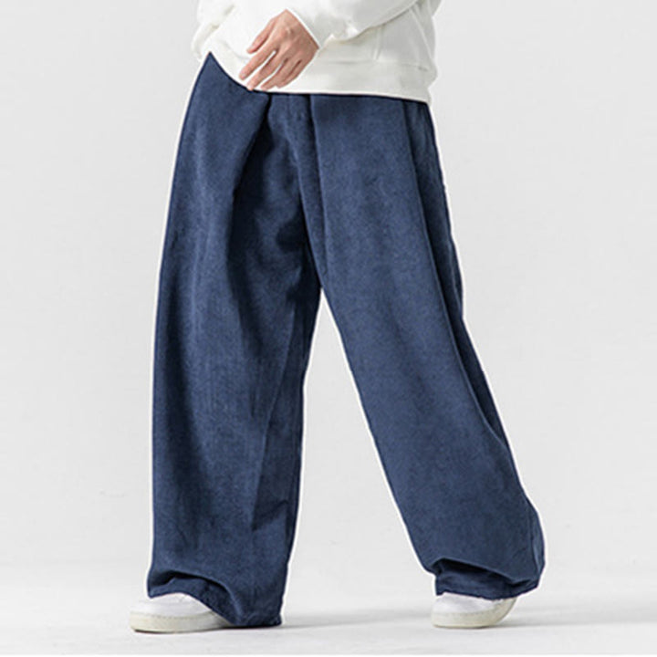 Buddha Stones - Einfarbige Herrenhose aus Baumwollcord mit weitem Bein und Taschen - image 36