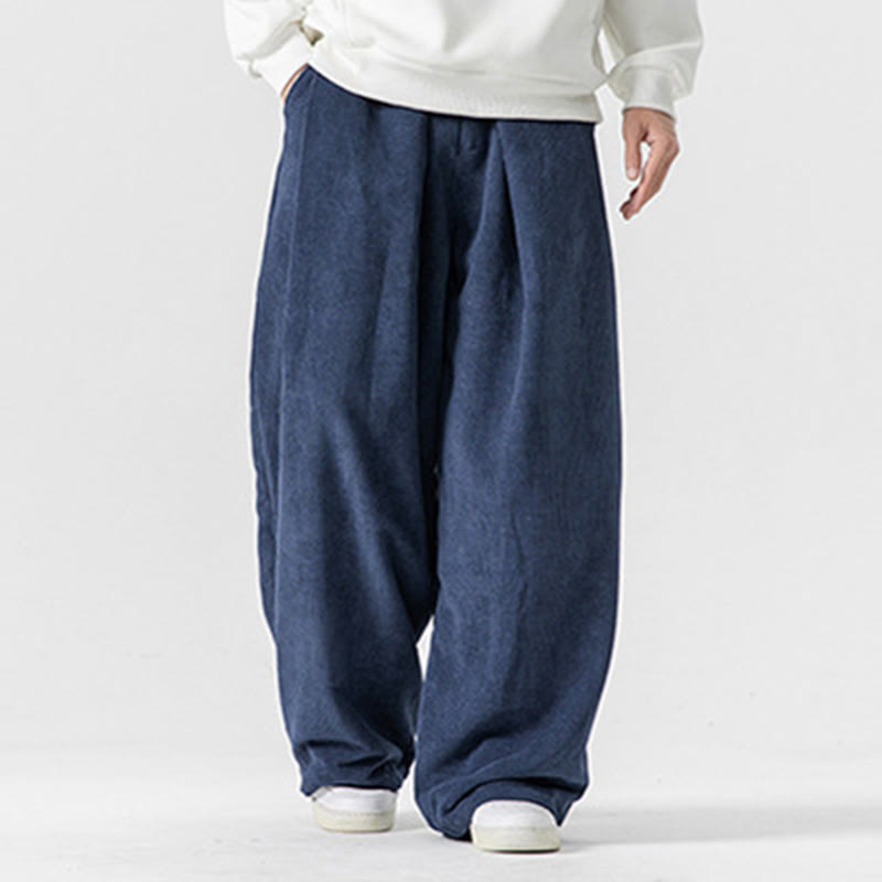 Buddha Stones - Einfarbige Herrenhose aus Baumwollcord mit weitem Bein und Taschen - image 33