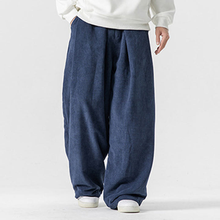 Buddha Stones - Einfarbige Herrenhose aus Baumwollcord mit weitem Bein und Taschen - image 33