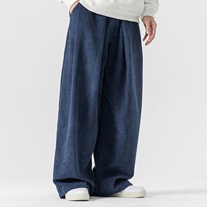 Buddha Stones - Einfarbige Herrenhose aus Baumwollcord mit weitem Bein und Taschen - image 31