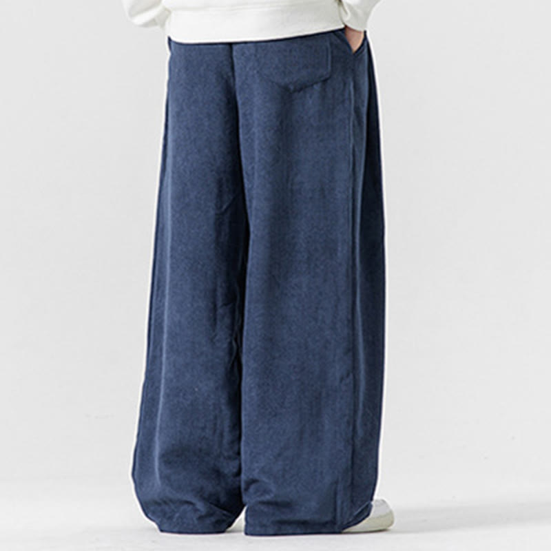 Buddha Stones - Einfarbige Herrenhose aus Baumwollcord mit weitem Bein und Taschen - image 34