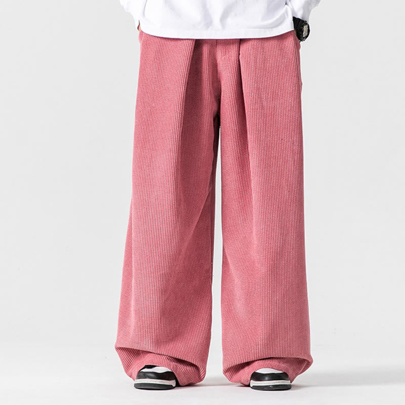 Buddha Stones - Einfarbige Herrenhose aus Baumwollcord mit weitem Bein und Taschen - Rosa - US/ UK/AU46, EU56 (5XL) - image 37