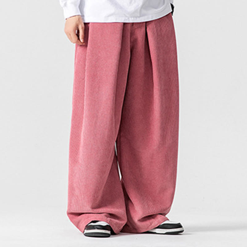 Buddha Stones - Einfarbige Herrenhose aus Baumwollcord mit weitem Bein und Taschen - image 42