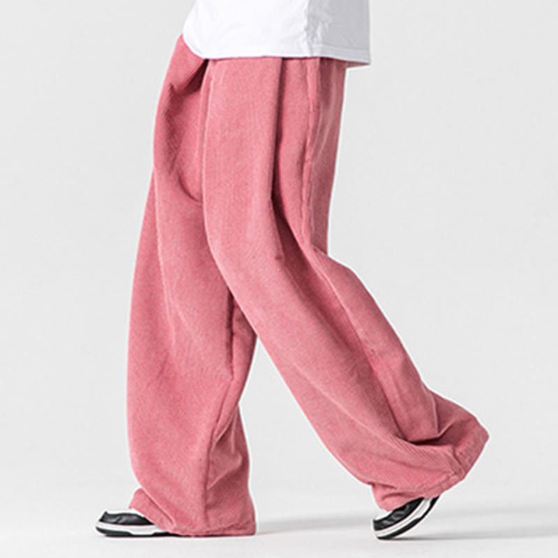 Buddha Stones - Einfarbige Herrenhose aus Baumwollcord mit weitem Bein und Taschen - image 40