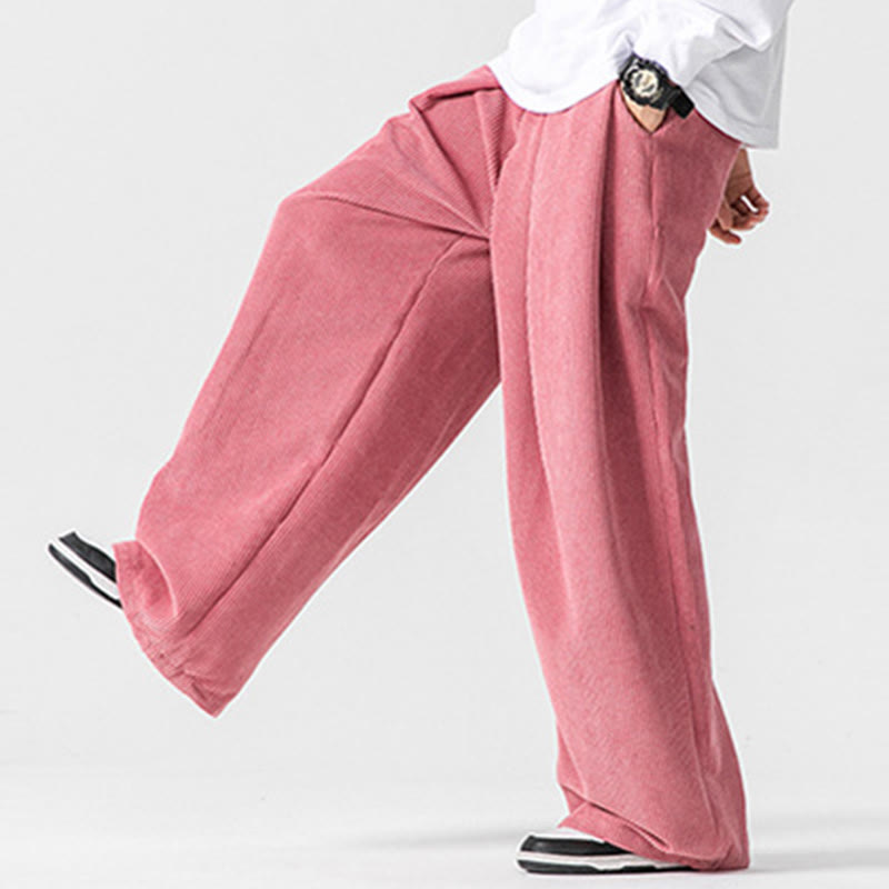 Buddha Stones - Einfarbige Herrenhose aus Baumwollcord mit weitem Bein und Taschen - image 45