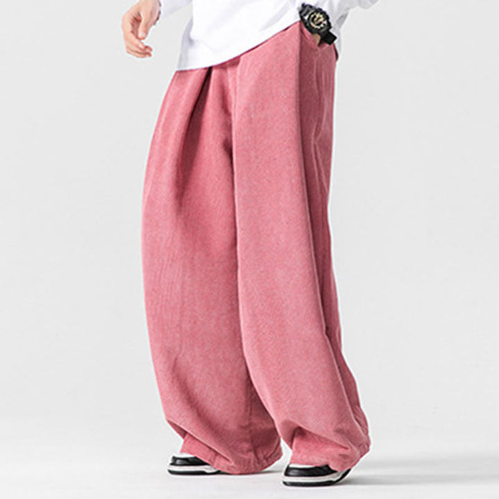 Buddha Stones - Einfarbige Herrenhose aus Baumwollcord mit weitem Bein und Taschen - image 44