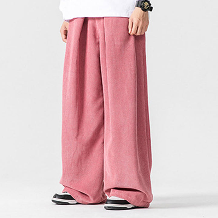 Buddha Stones - Einfarbige Herrenhose aus Baumwollcord mit weitem Bein und Taschen - image 39