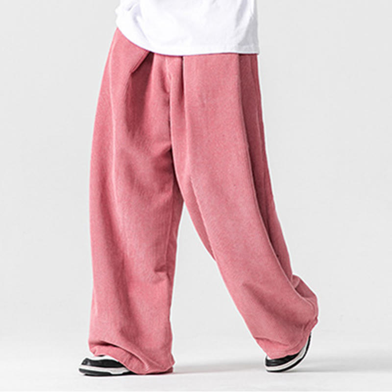 Buddha Stones - Einfarbige Herrenhose aus Baumwollcord mit weitem Bein und Taschen - image 43