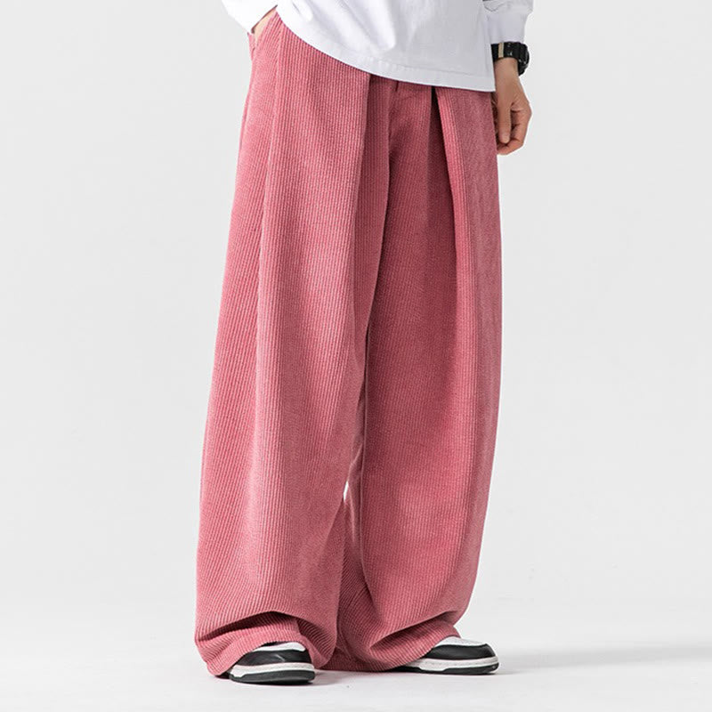 Buddha Stones - Einfarbige Herrenhose aus Baumwollcord mit weitem Bein und Taschen - image 38