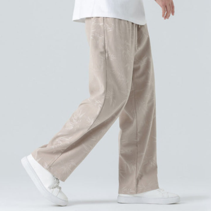 Buddha Stones Herrenhose aus Cord mit Bambusmuster und weitem Bein und Taschen - image 5
