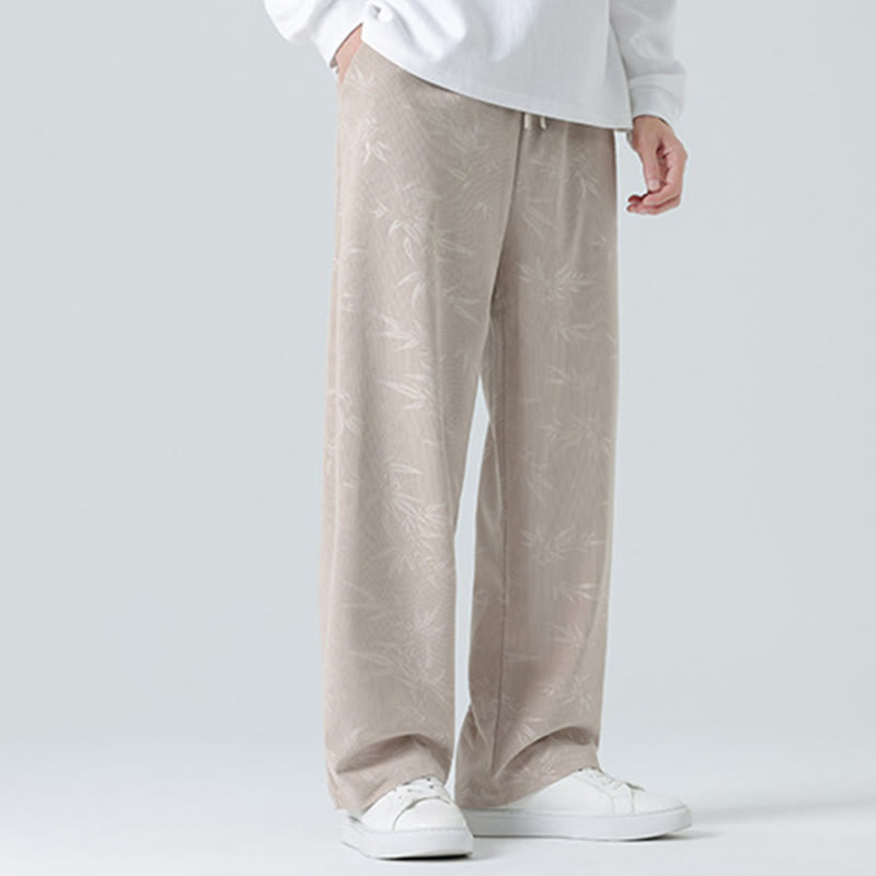 Buddha Stones Herrenhose aus Cord mit Bambusmuster und weitem Bein und Taschen - image 6