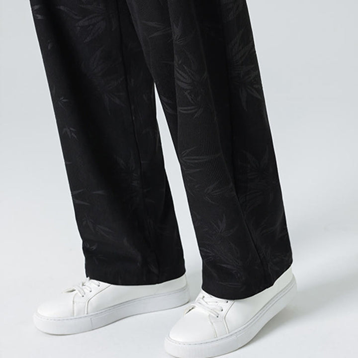 Buddha Stones Herrenhose aus Cord mit Bambusmuster und weitem Bein und Taschen - image 19