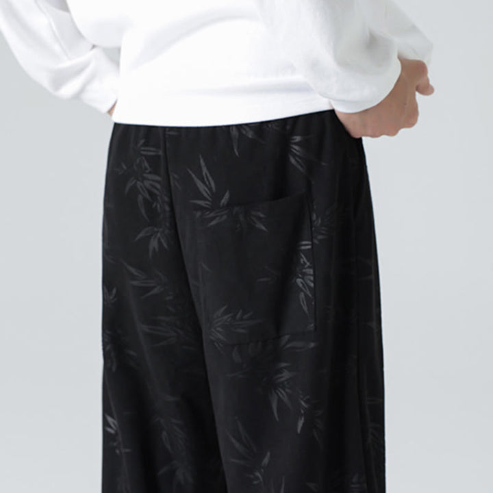 Buddha Stones Herrenhose aus Cord mit Bambusmuster und weitem Bein und Taschen - image 17