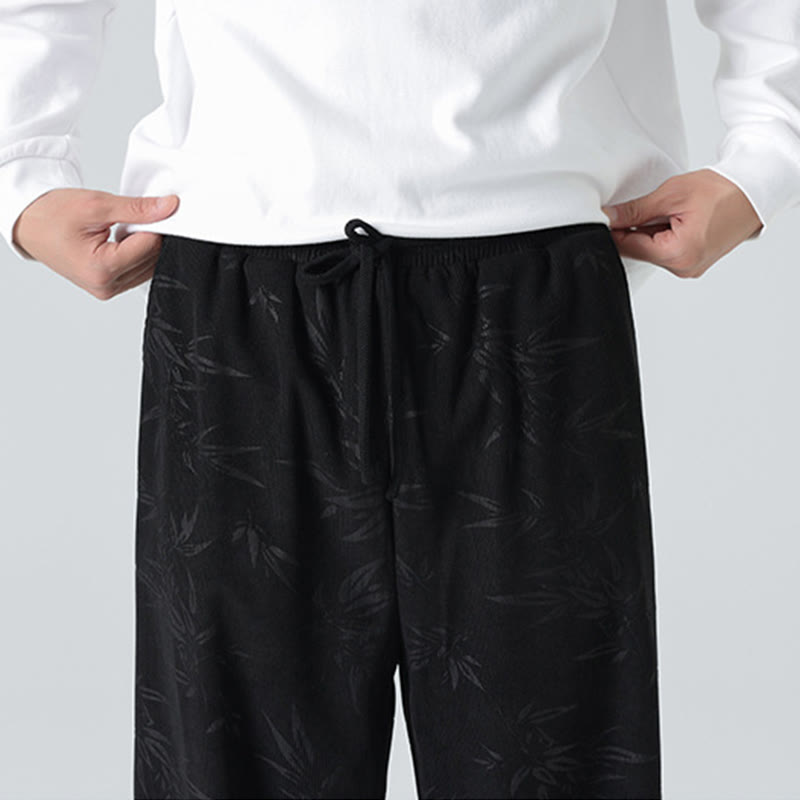 Buddha Stones Herrenhose aus Cord mit Bambusmuster und weitem Bein und Taschen - image 16