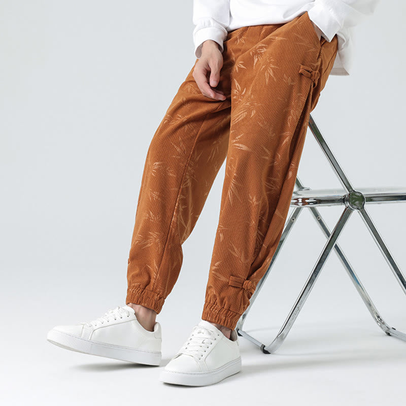 Buddha Stones Herbst Winter Bambus Herren Froschknopf Cordhose mit Taschen - SandyBrown - US/ UK/AU46，EU56 (5XL) - image 0