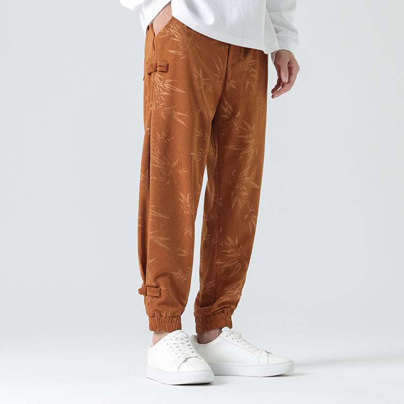 Buddha Stones Herbst Winter Bambus Herren Froschknopf Cordhose mit Taschen - image 2