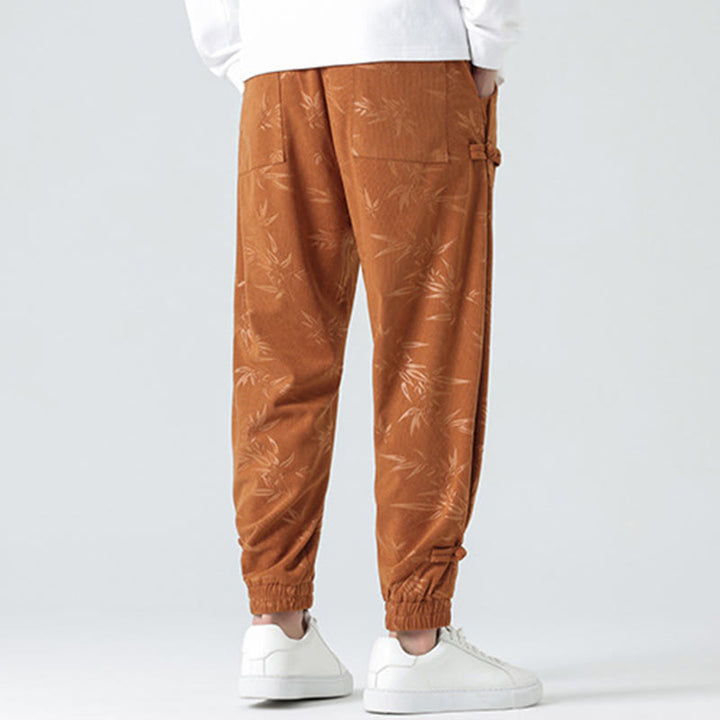 Buddha Stones Herbst Winter Bambus Herren Froschknopf Cordhose mit Taschen - image 4