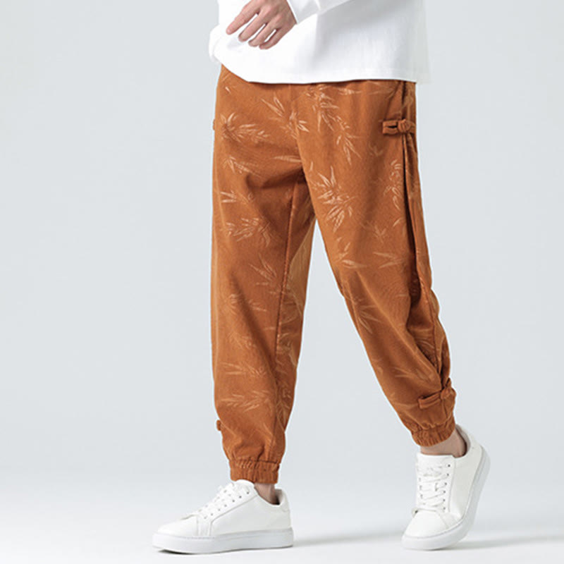 Buddha Stones Herbst Winter Bambus Herren Froschknopf Cordhose mit Taschen - image 5