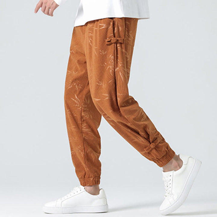 Buddha Stones Herbst Winter Bambus Herren Froschknopf Cordhose mit Taschen - image 6
