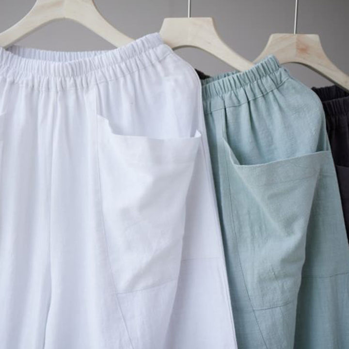 Buddha Stones - Haremshose für Herren aus einfarbigem Baumwoll-Ramie-Leinen mit elastischer Taille und Taschen - image 28