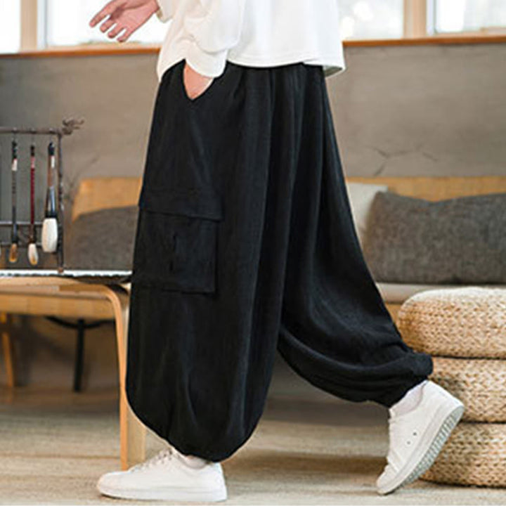 Buddha Stones Herbst Winter Herren-Cargohose aus Chenille-Cord mit Kordelzug und Taschen - image 5
