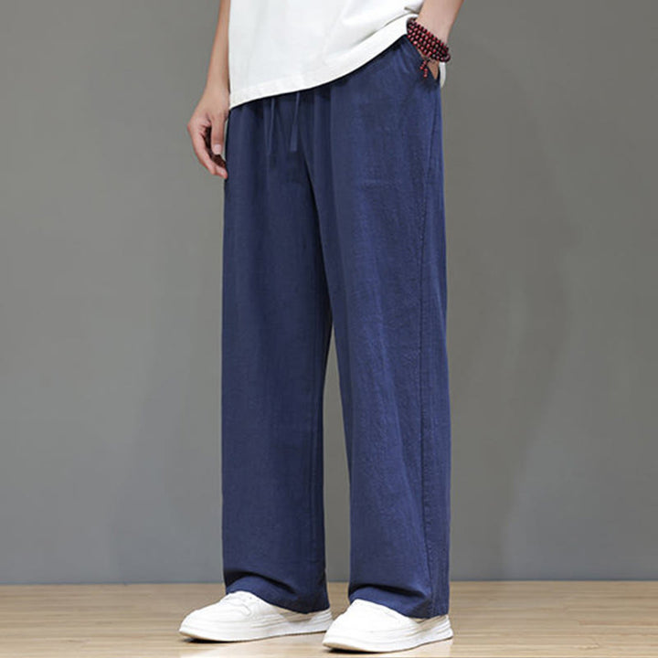 Buddha Stones Sommerhose für Herren aus Baumwolle und Leinen mit geradem Bein und Taschen - image 10
