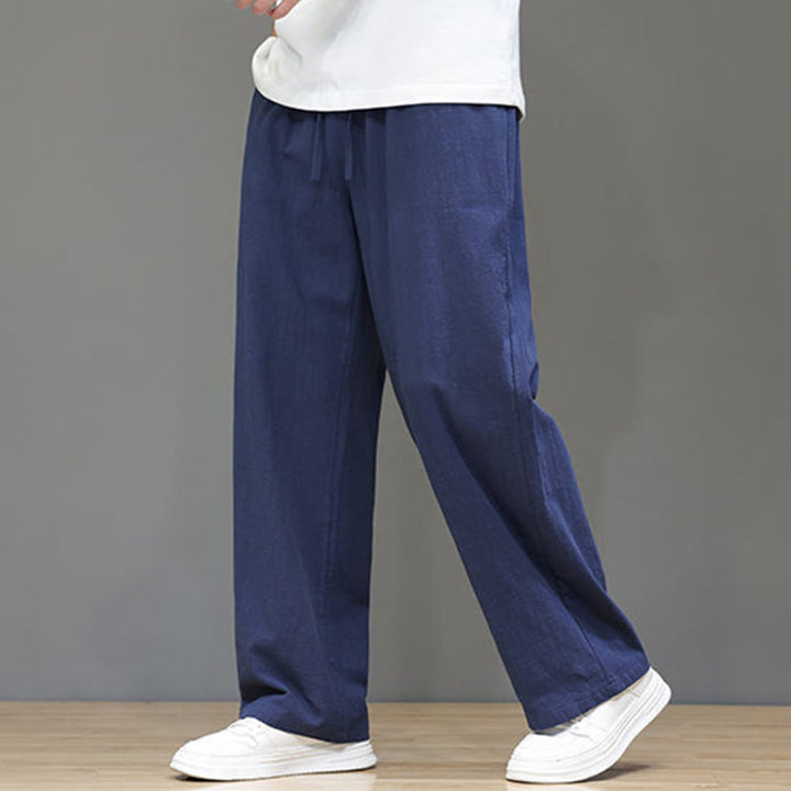 Buddha Stones Sommerhose für Herren aus Baumwolle und Leinen mit geradem Bein und Taschen - image 8