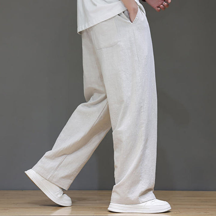Buddha Stones Sommerhose für Herren aus Baumwolle und Leinen mit geradem Bein und Taschen - image 14