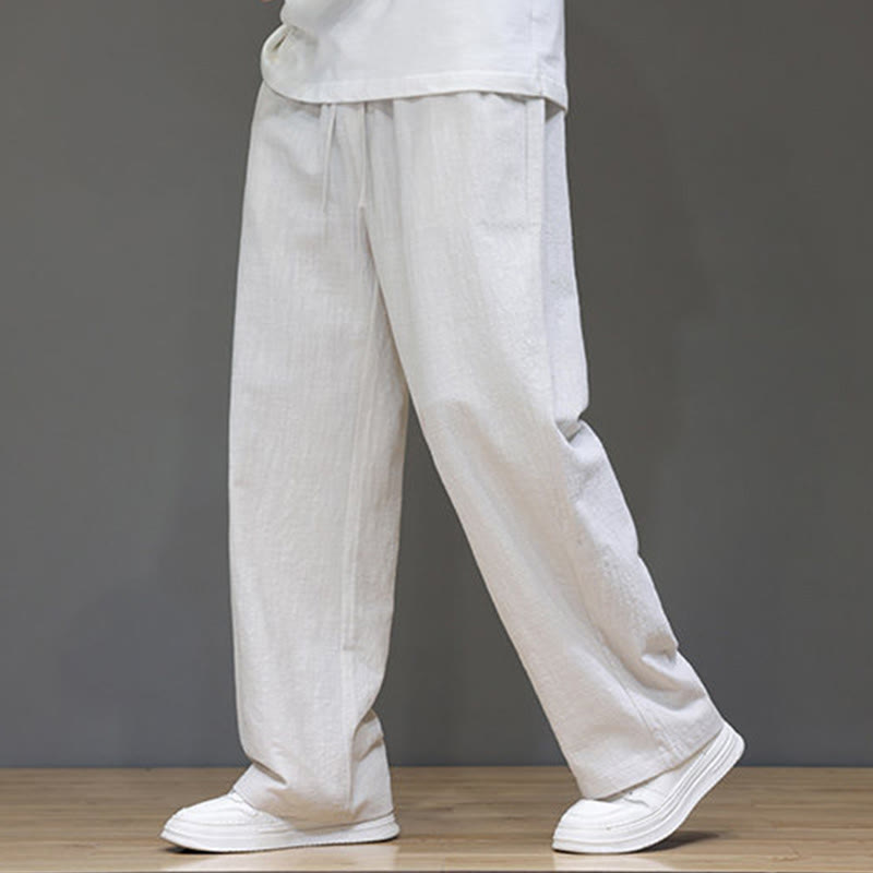Buddha Stones Sommerhose für Herren aus Baumwolle und Leinen mit geradem Bein und Taschen - Leinen - US/ UK/AU46，EU56 (5XL) - image 11