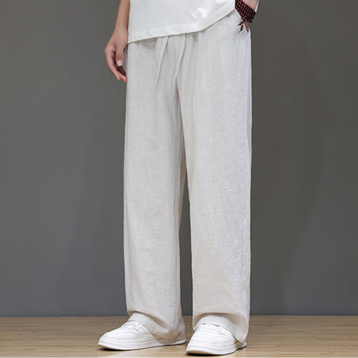 Buddha Stones Sommerhose für Herren aus Baumwolle und Leinen mit geradem Bein und Taschen - image 17