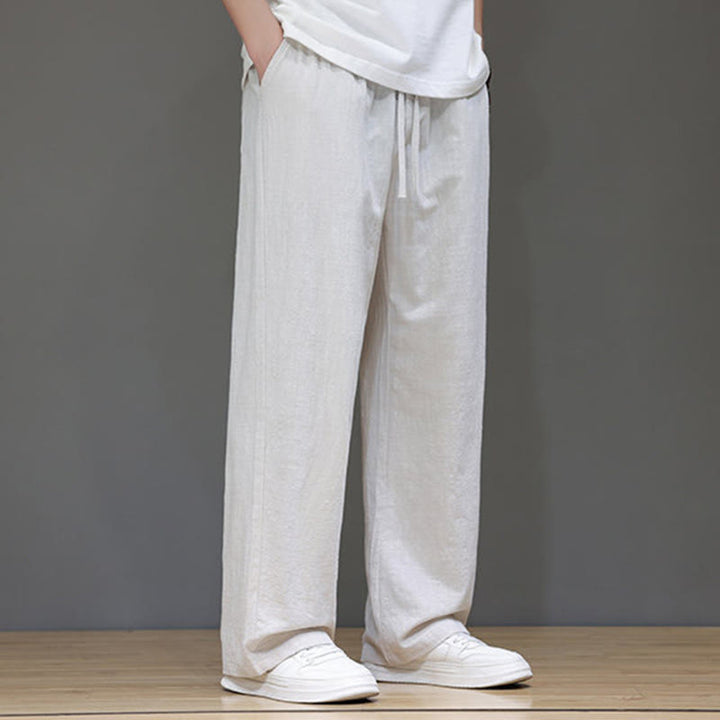 Buddha Stones Sommerhose für Herren aus Baumwolle und Leinen mit geradem Bein und Taschen - image 13
