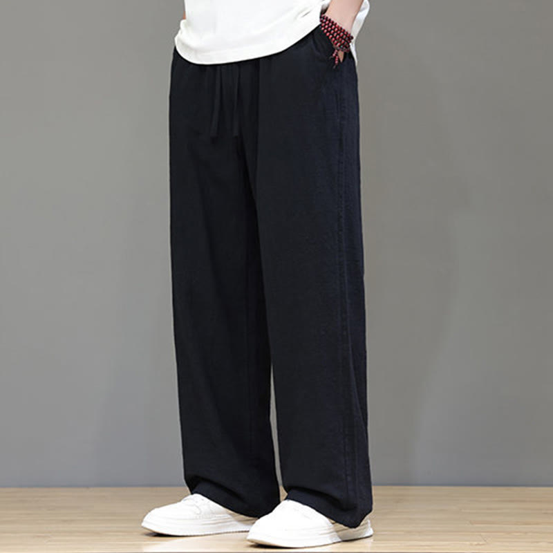 Buddha Stones Sommerhose für Herren aus Baumwolle und Leinen mit geradem Bein und Taschen - image 37