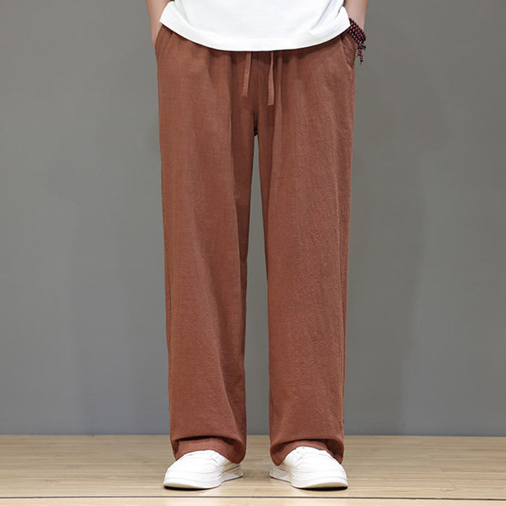Buddha Stones Sommerhose für Herren aus Baumwolle und Leinen mit geradem Bein und Taschen - image 40