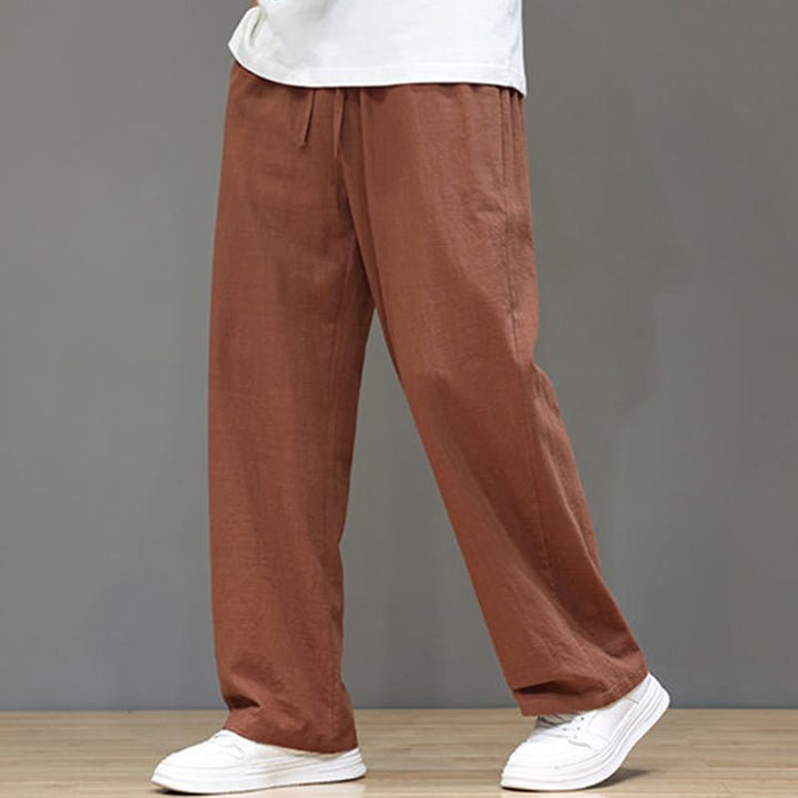 Buddha Stones Sommerhose für Herren aus Baumwolle und Leinen mit geradem Bein und Taschen - SandyBrown - US/ UK/AU46，EU56 (5XL) - image 39