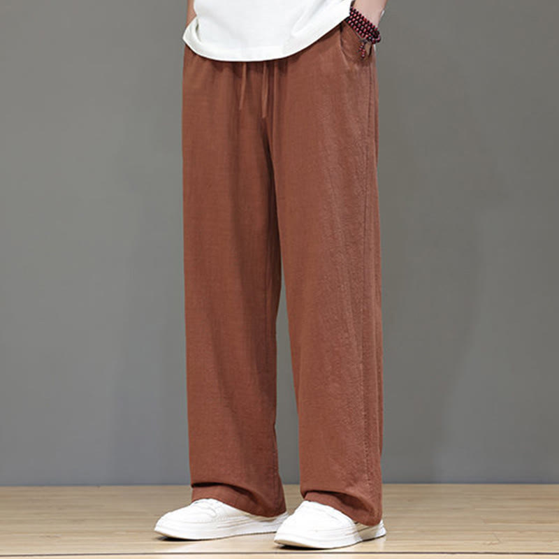 Buddha Stones Sommerhose für Herren aus Baumwolle und Leinen mit geradem Bein und Taschen - image 41