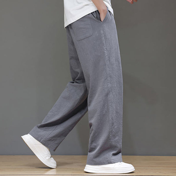 Buddha Stones Sommerhose für Herren aus Baumwolle und Leinen mit geradem Bein und Taschen - image 22