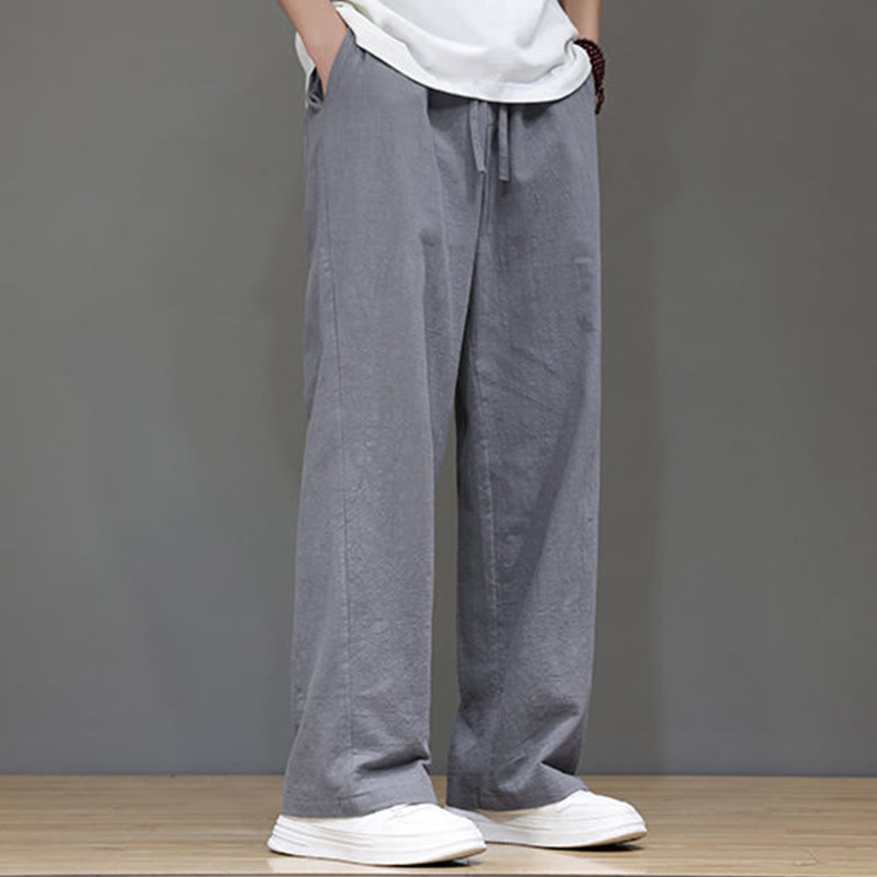 Buddha Stones Sommerhose für Herren aus Baumwolle und Leinen mit geradem Bein und Taschen - image 21