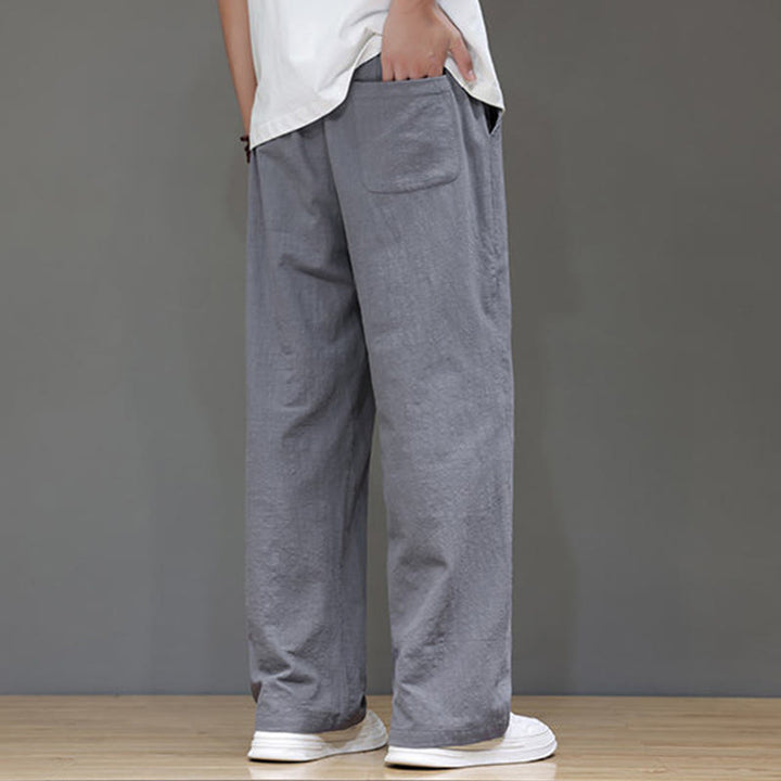Buddha Stones Sommerhose für Herren aus Baumwolle und Leinen mit geradem Bein und Taschen - image 23