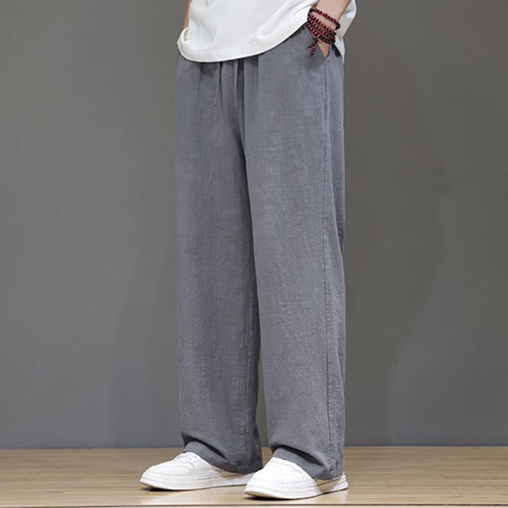 Buddha Stones Sommerhose für Herren aus Baumwolle und Leinen mit geradem Bein und Taschen - image 25