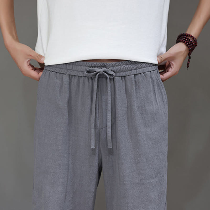 Buddha Stones Sommerhose für Herren aus Baumwolle und Leinen mit geradem Bein und Taschen - image 27