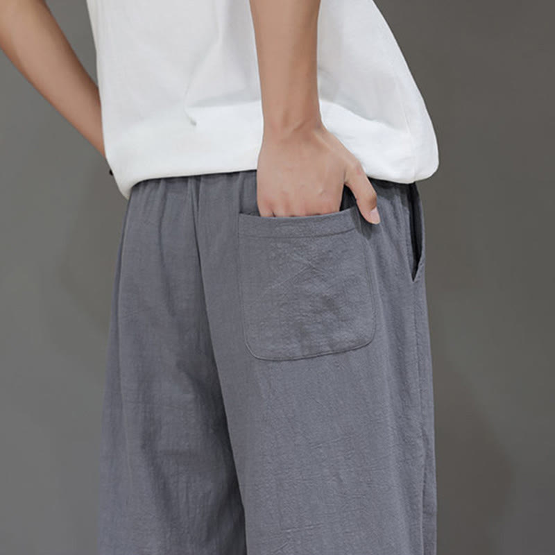 Buddha Stones Sommerhose für Herren aus Baumwolle und Leinen mit geradem Bein und Taschen - image 28