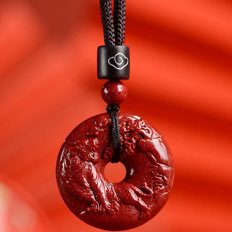Buddha Stones ​​Chinesische Sternzeichen Zinnober Frieden Schnalle Ruhe Halskette Anhänger - Tiger - Klein 28*8 mm - image 17